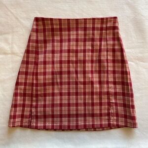 Brandy Melville Red Plaid Mini Skirt